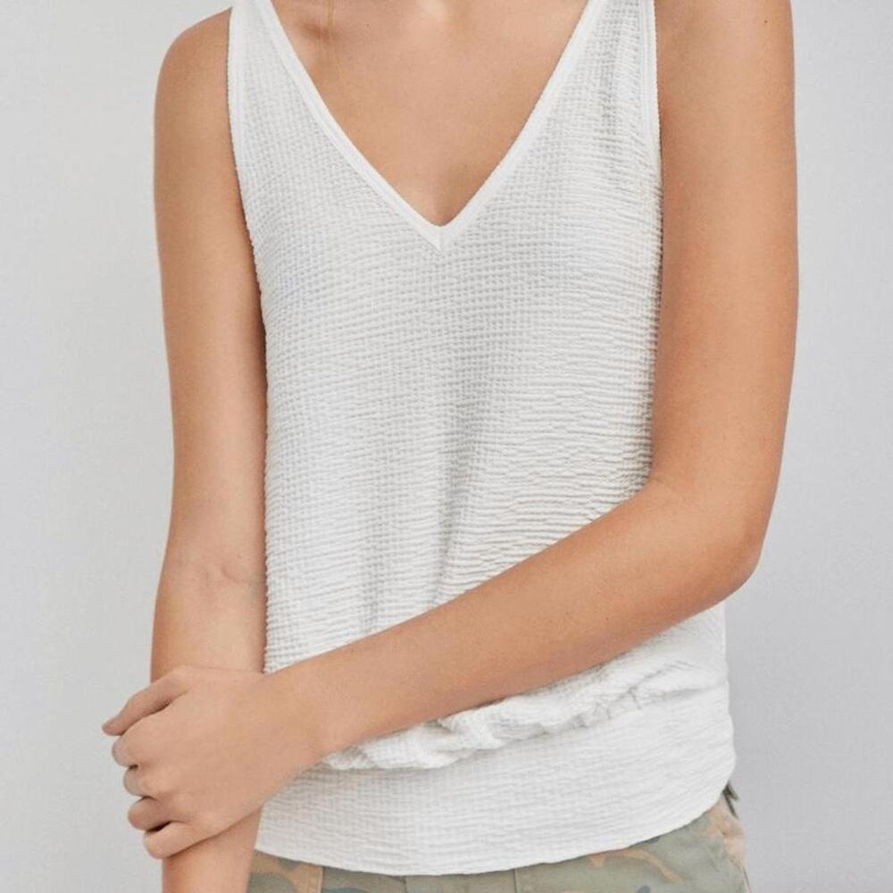 Anthropologie V Neck Gauzy Stretch Tank Minimalist Boho Large
